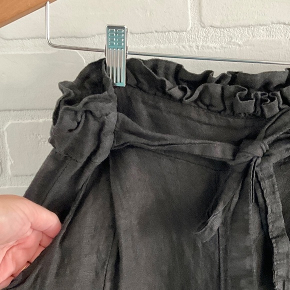 Viola Borghi Linen Pants Baggy Wide leg Parachute Cropped Paper Waist Pockets S - Picture 8 of 16